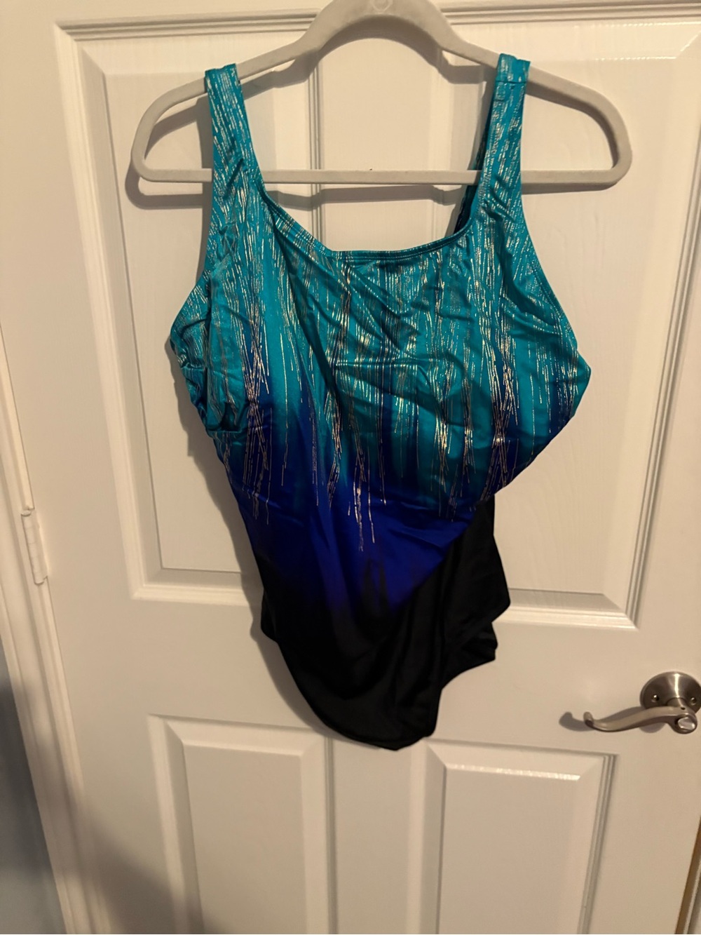 189- great lengths Teal & Black Ombre One-Piece Swimsuit size 22